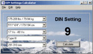 DIN Settings Calculator screenshot